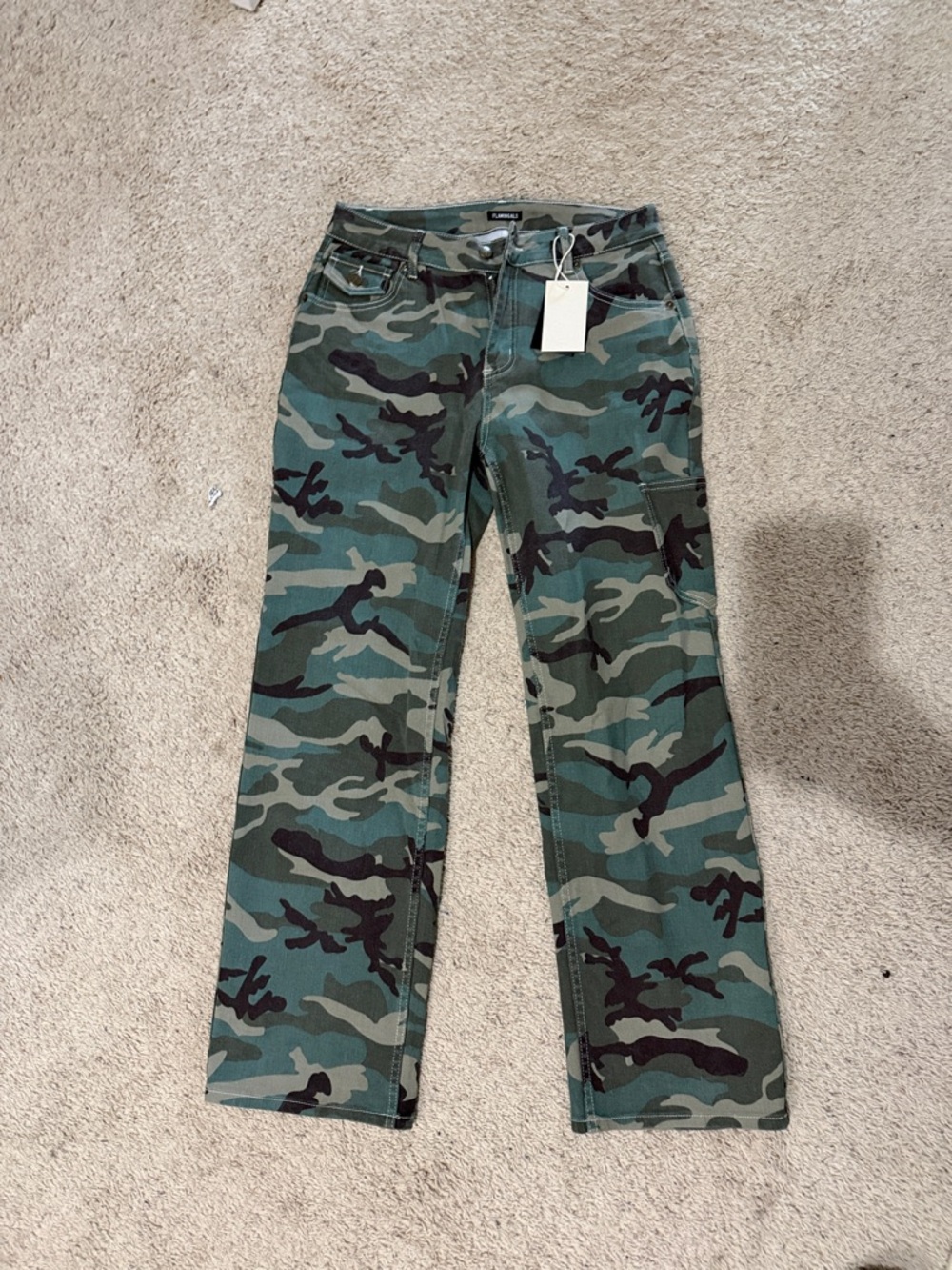 Womens Camo Straight-Leg Jeans - tag says large. Fits like a 10